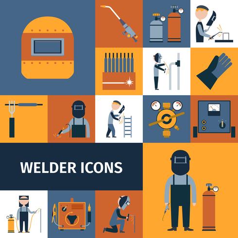 Schweißer Icons Set vektor