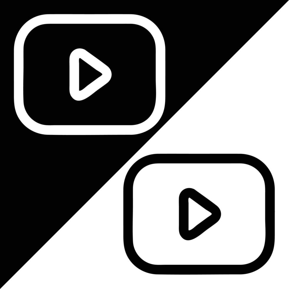 Youtube ikon, översikt stil, isolerat på svart och vit bakgrund. vektor