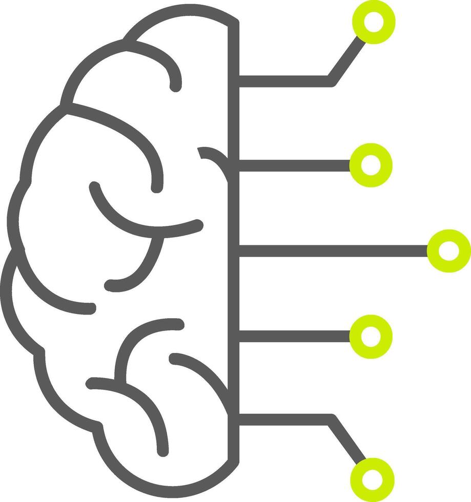 hjärnan linje två färgikonen vektor