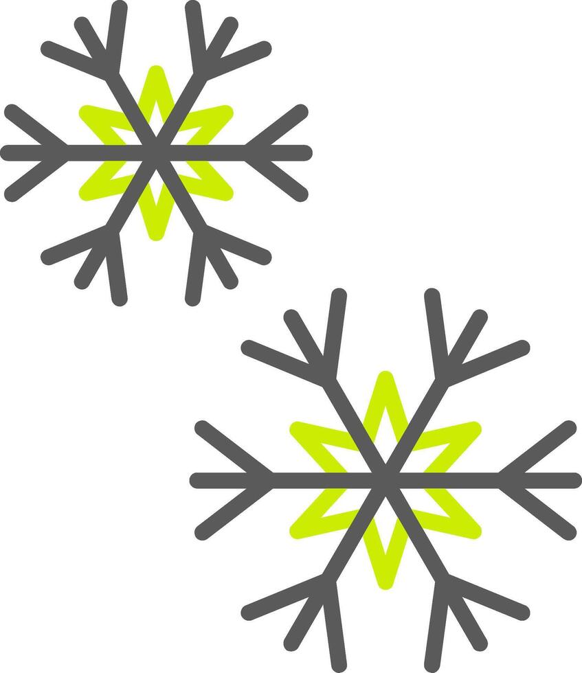 Schneeflocken Linie zwei Farbe Symbol vektor