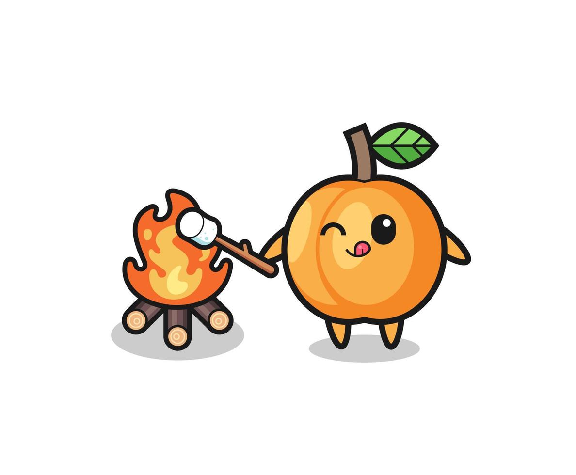 Aprikosen-Charakter brennt Marshmallow vektor