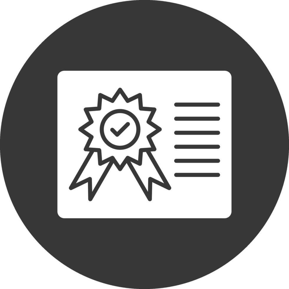 certifikat glyf inverterad ikon vektor