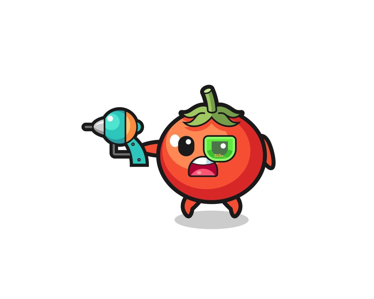 süße Tomaten mit einer zukünftigen Waffe vektor