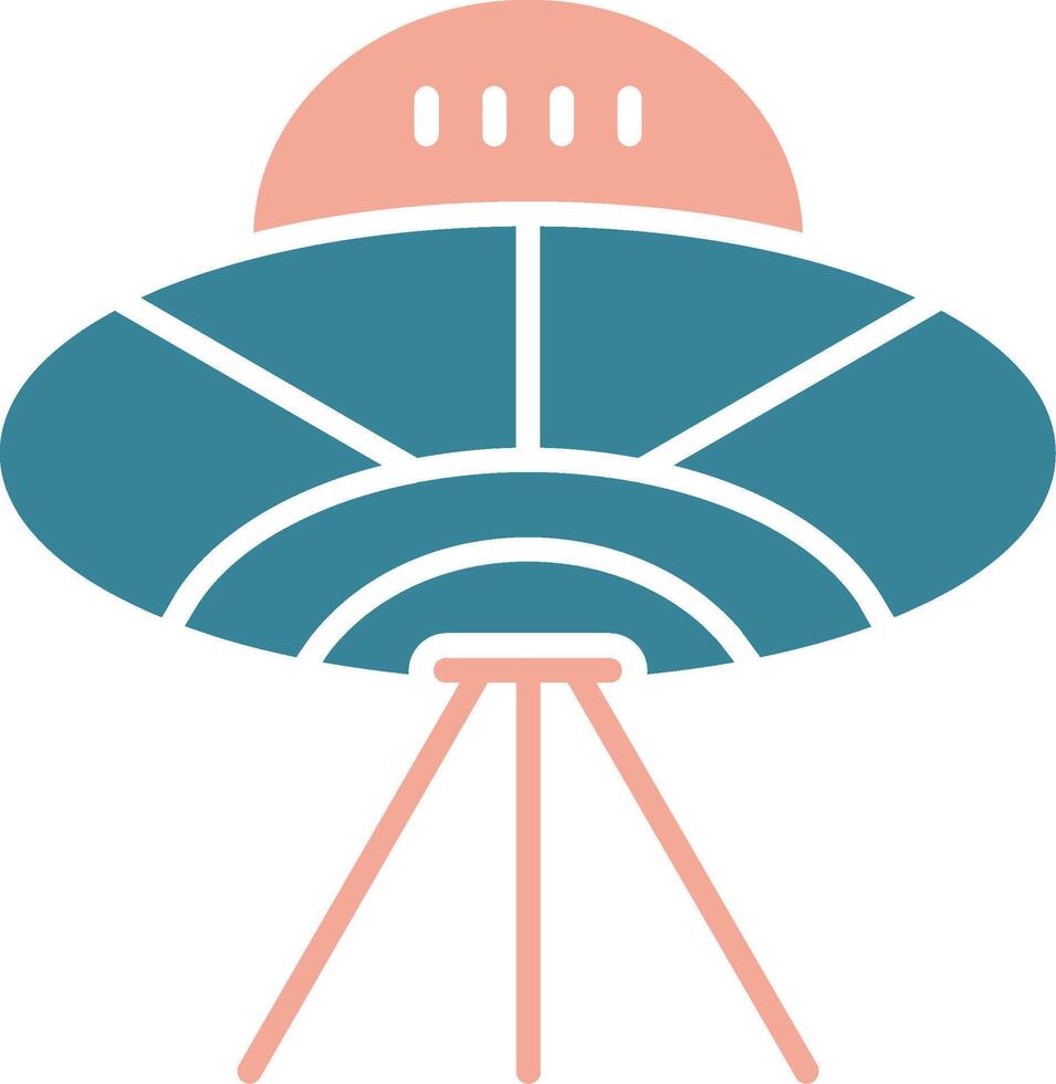 Außerirdischer Raumschiff Glyphe zwei Farbe Symbol vektor
