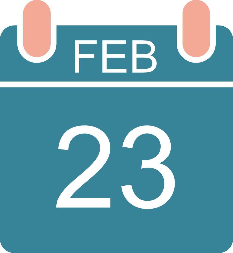 februari glyf två Färg ikon vektor