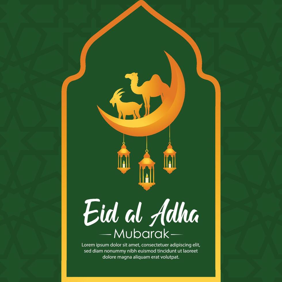 eid al adha Mubarak islamisch Hintergrund mit Moschee Illustration vektor
