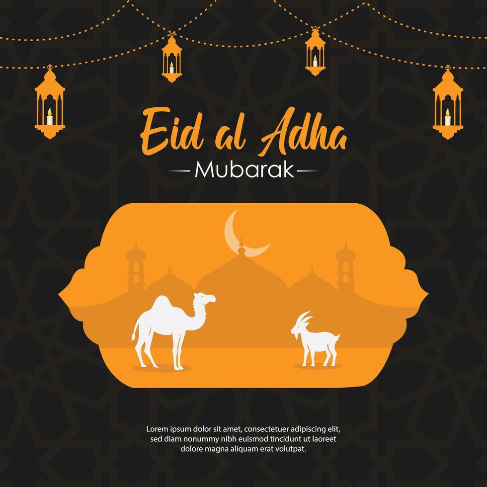 eid al adha Mubarak islamisch Hintergrund mit Moschee Illustration vektor