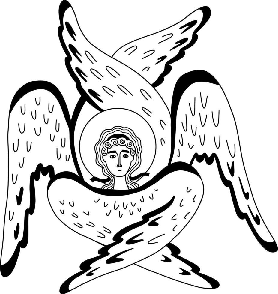 kerub. sexvingad ängel. vektor illustration. religiös symbol