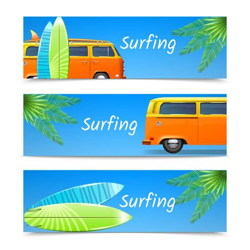 Surfen Banner eingestellt vektor