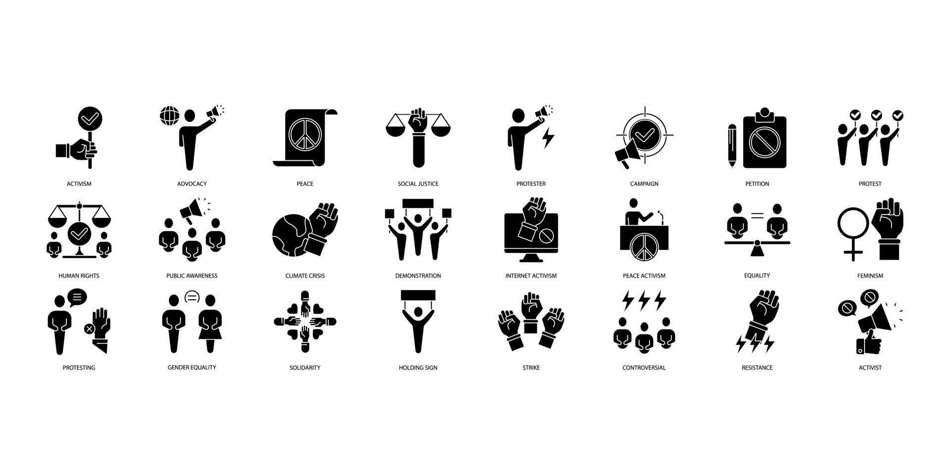 aktivism ikoner uppsättning. uppsättning av redigerbar stroke icons.set av aktivism vektor