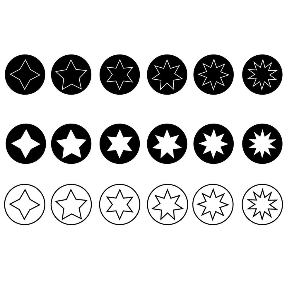 Star Symbol Satz. fünf Star Illustration Zeichen Sammlung. Bewertung Symbol. vektor