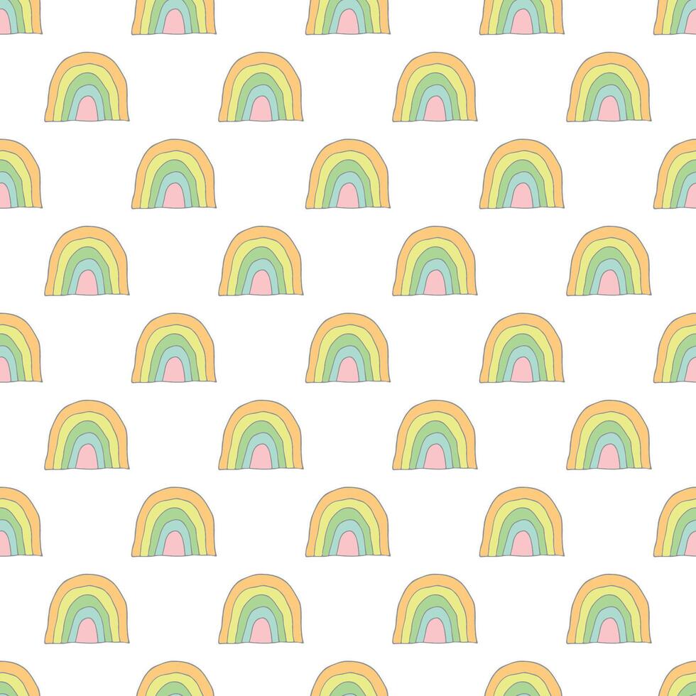 sömlös mönster med regnbåge klotter för dekorativ skriva ut, omslag papper, hälsning kort, tapet och tyg vektor