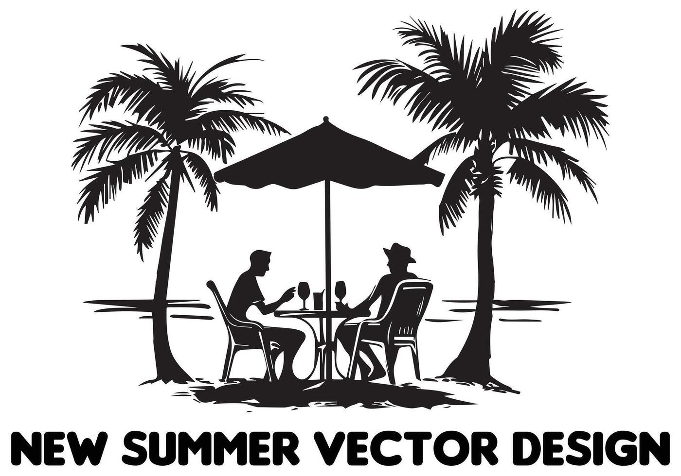 sommar strand silhuetter fri design vektor