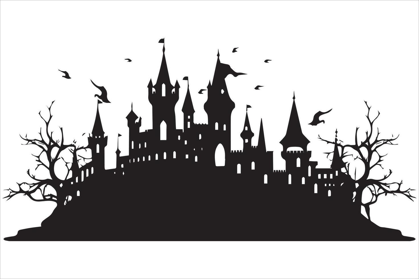 Halloween Hexe Haus Silhouette vektor