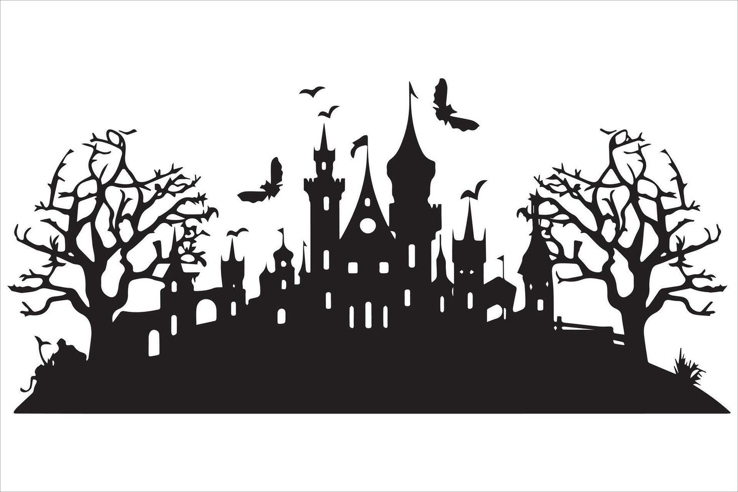 Halloween Hexe Haus Silhouette vektor