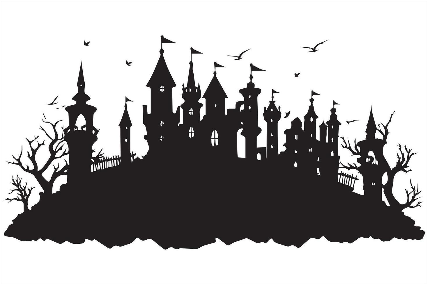 Halloween Hexe Haus Silhouette vektor