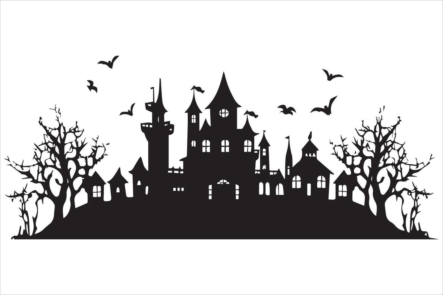 Halloween Hexe Haus Silhouette vektor