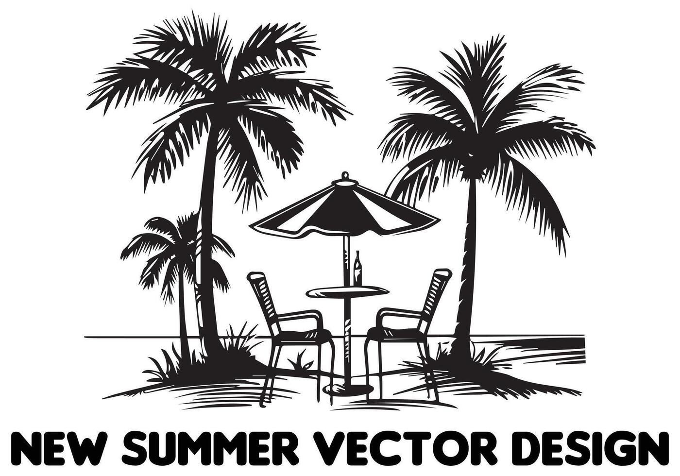 ein einstellen von Sommer- Silhouette Illustration kostenlos Design vektor