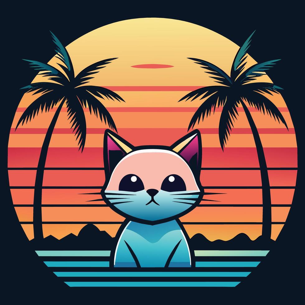 ein elegant Katze auf Ferien tragen dunkel Sonnenbrille Illustration vektor