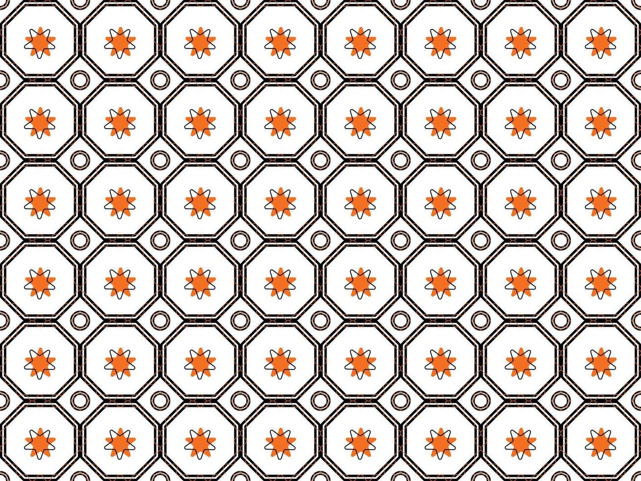 schwarz Hexagon mit Orange Star Hintergrund Muster vektor