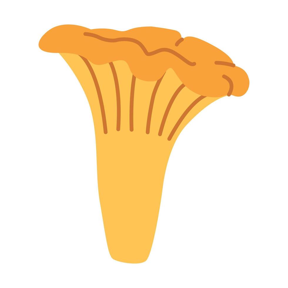 kantarell illustration. ätlig kantarell svamp. gul svamp. hand dragen trendig platt stil. klotter höst skog skörda vektor