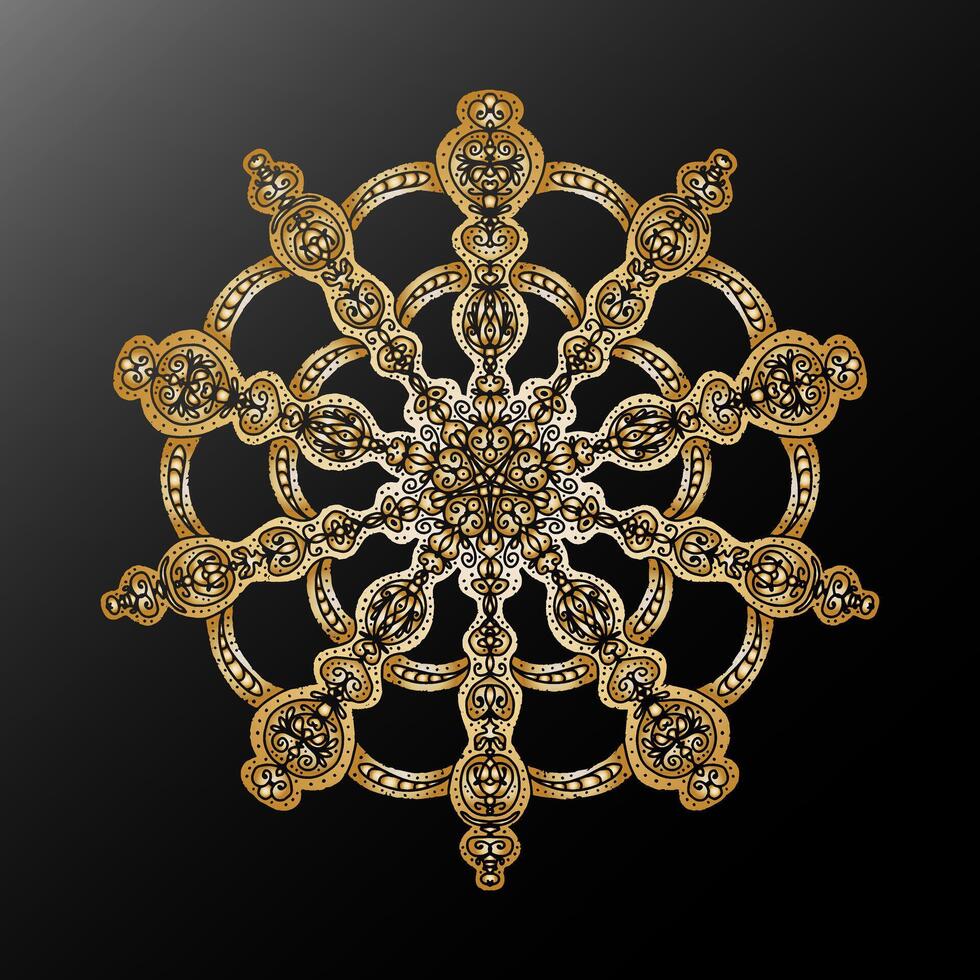 3d Mandala Kaleidoskop ethnisch Motive Gradient metallisch stilisiert Schneeflocke Element vektor