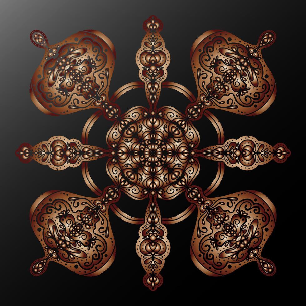 3d Mandala Kaleidoskop ethnisch Motive Gradient metallisch stilisiert Schneeflocke Element vektor