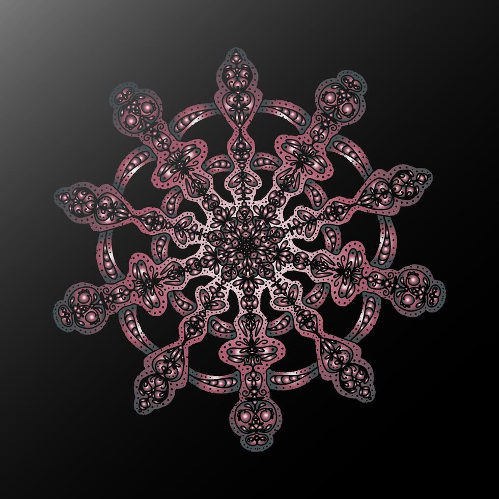 3d Mandala Kaleidoskop ethnisch Motive Gradient metallisch stilisiert Schneeflocke Element vektor