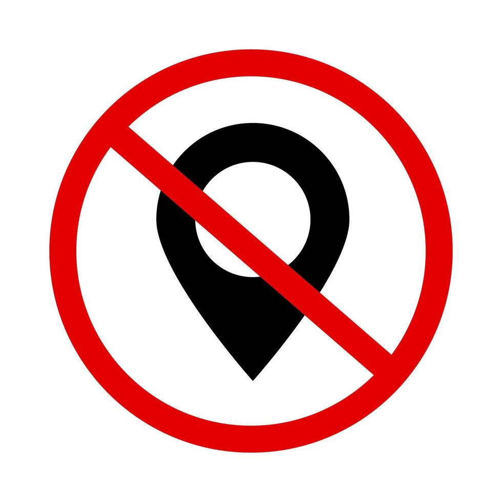 Karta stift och förbjuden ikon. resa förbjuda. vektor