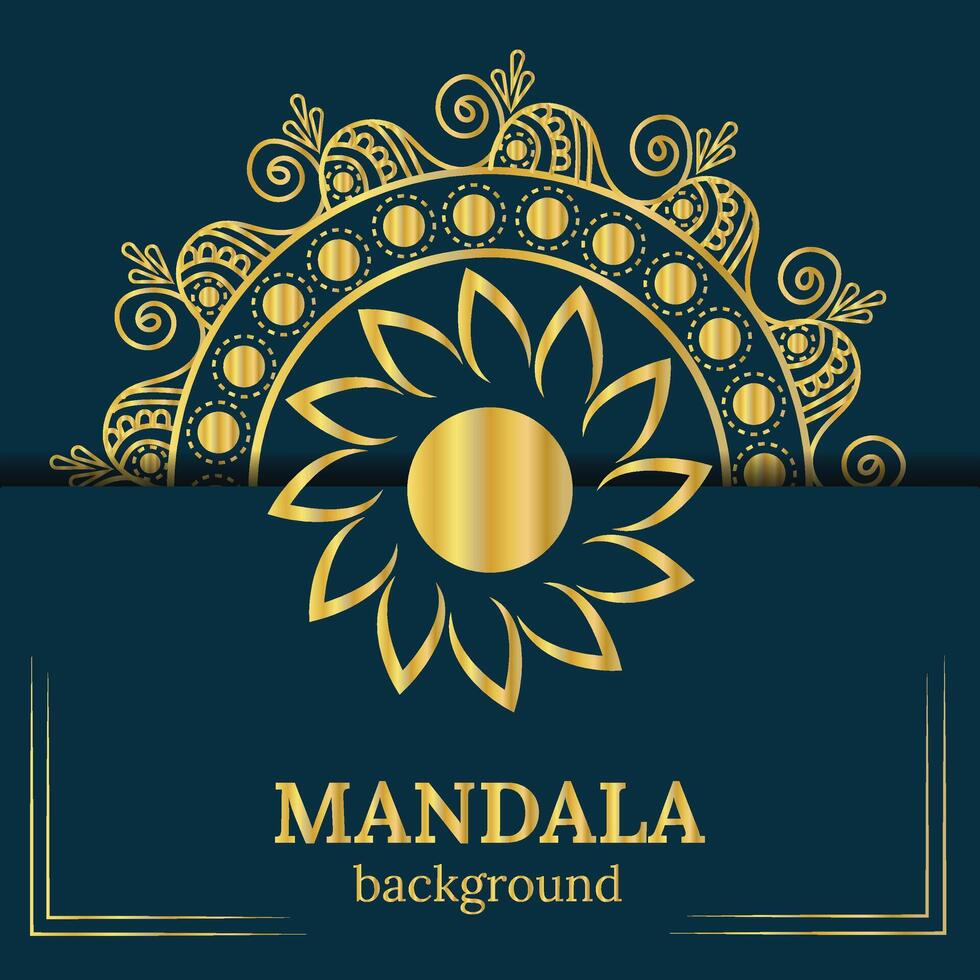 luxuriös golden und Blau Mandala Design Vorlage vektor
