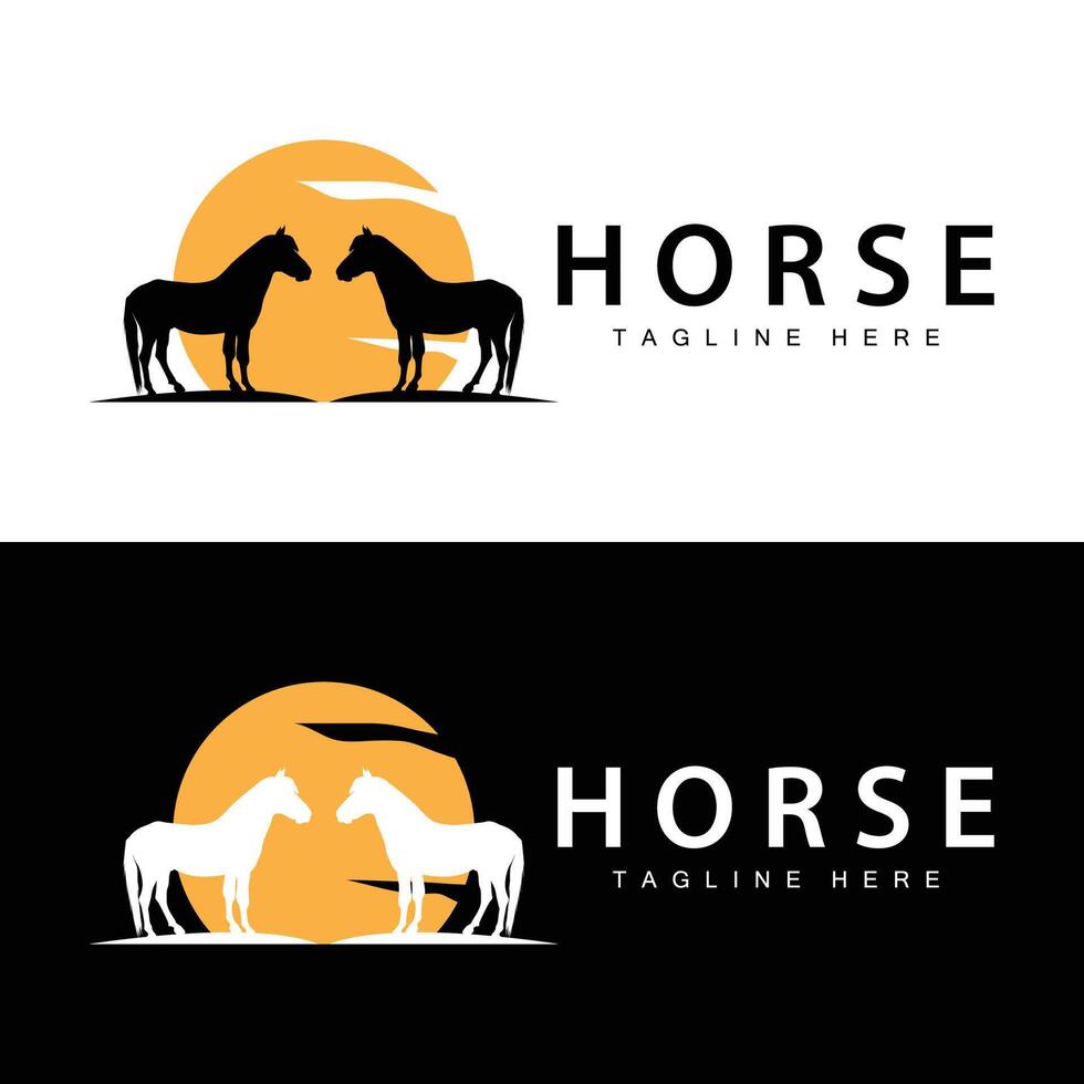 vild häst logotyp bruka design silhuett enkel illustration mall vektor