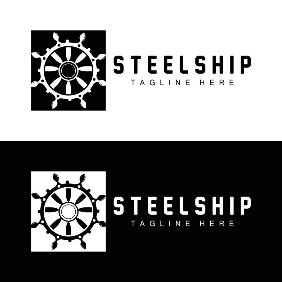 enkel marin fordon fartyg styrning logotyp design illustration fartyg styrning hjul för produkt branding mall ikon vektor