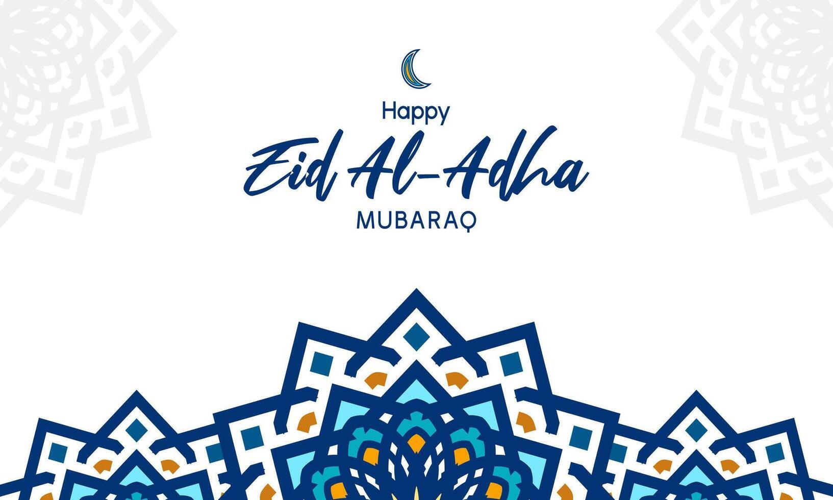 glücklich eid adha Mubarak Design mit Blau Arabeske Muster vektor