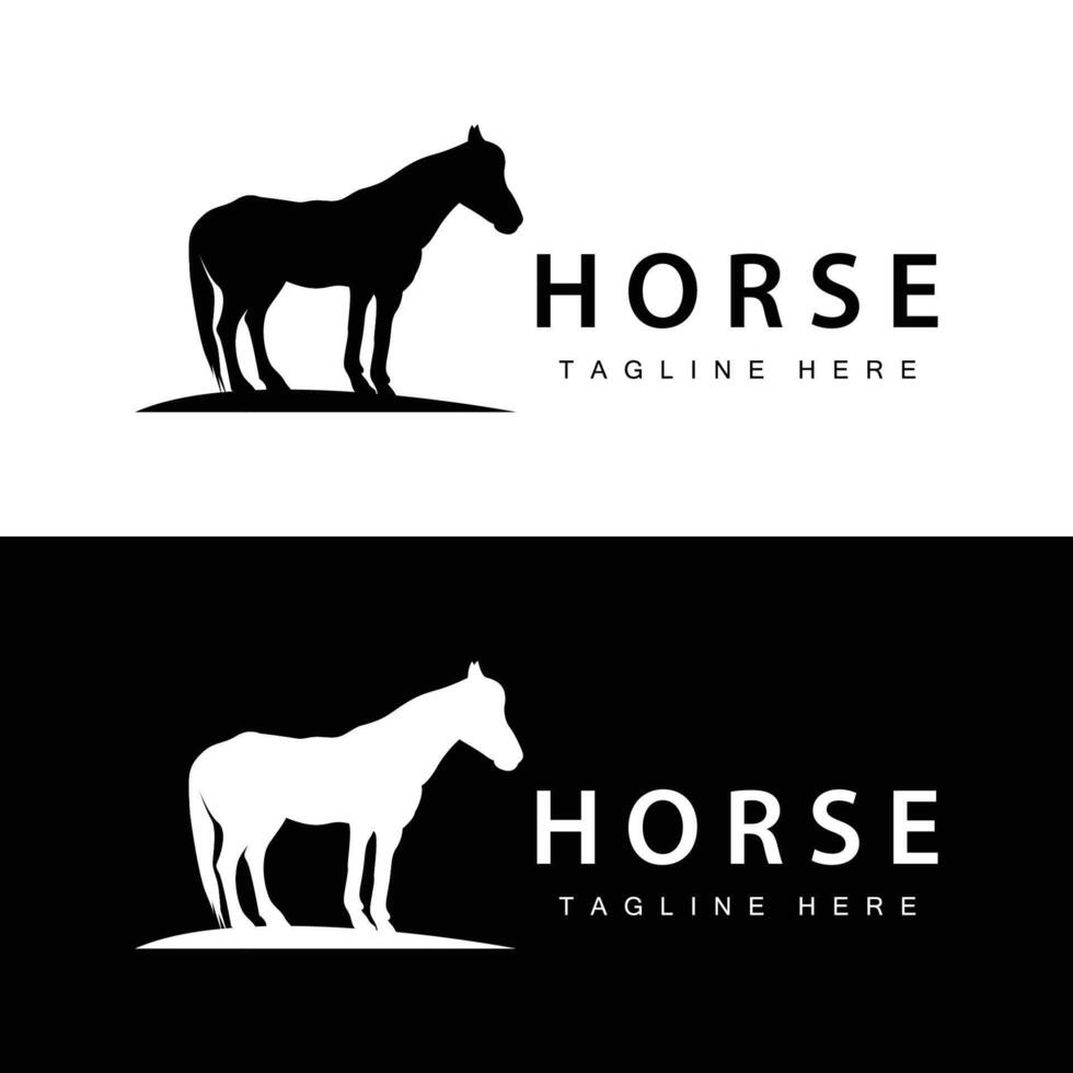 vild häst logotyp bruka design silhuett enkel illustration mall vektor