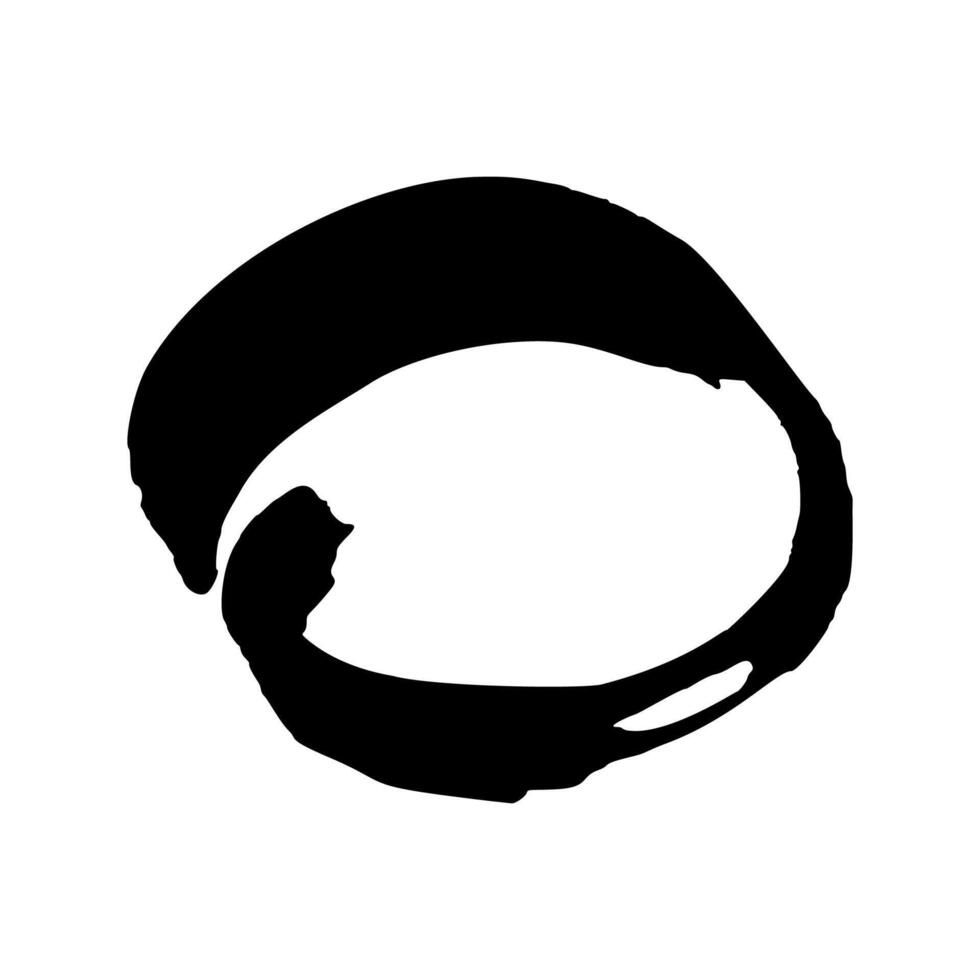 svart grunge borsta stroke i cirkel form vektor