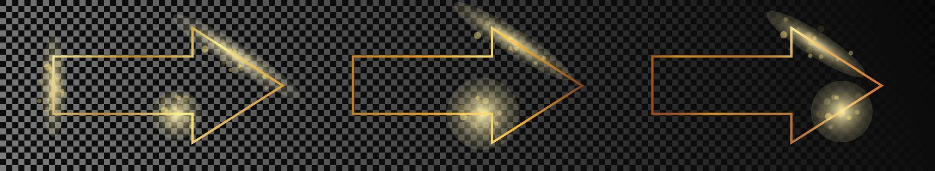 Gold glühend Pfeil gestalten Rahmen vektor