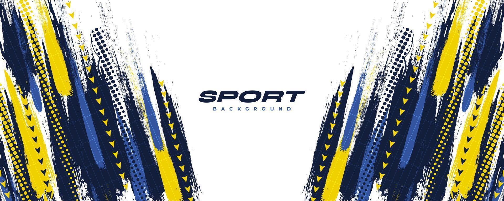 blå och gul borsta bakgrund med halvton effekt isolerat på vit bakgrund. sport bakgrund med grunge stil. repa och textur element för design vektor