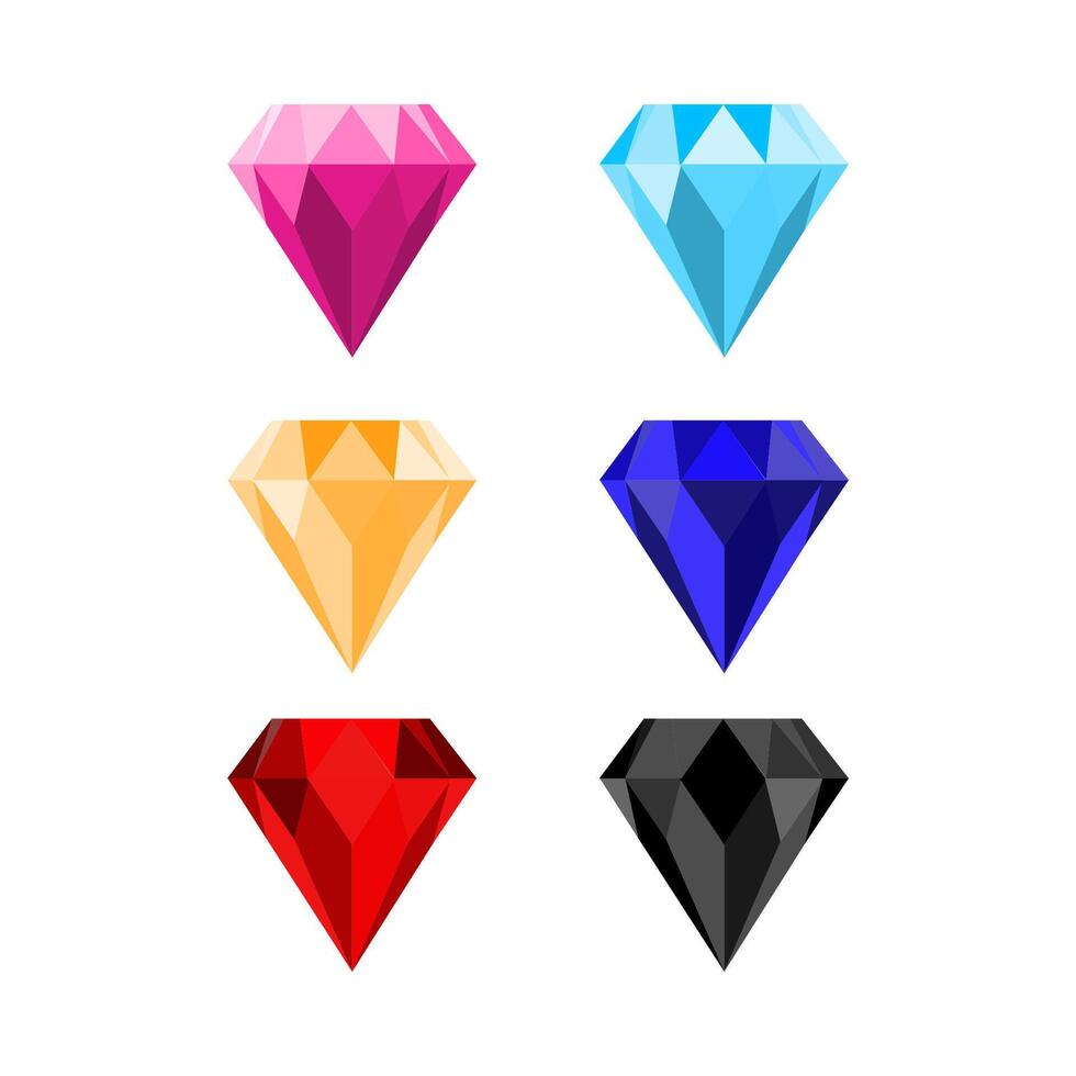uppsättning av diamant ikon. platt illustration av diamant. mall design för företags- företag logotyp, mobil eller webb app. illustration vektor