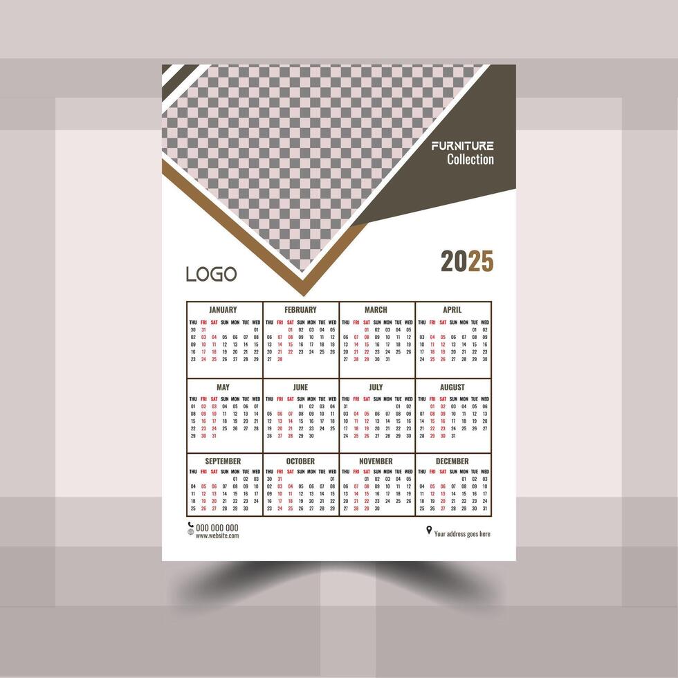 modern med minimalistisk vägg kalender design vektor