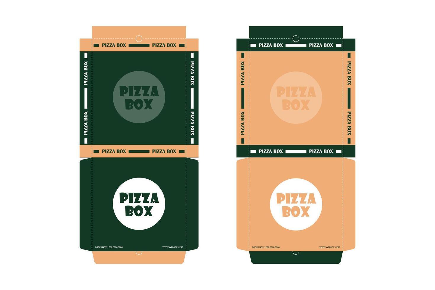 Pizza Box Design, Pizza Verpackung Design, Pizza Box ddesign Vorlagen, skizzieren Box Design, Pizza realistisch Karton Box vektor