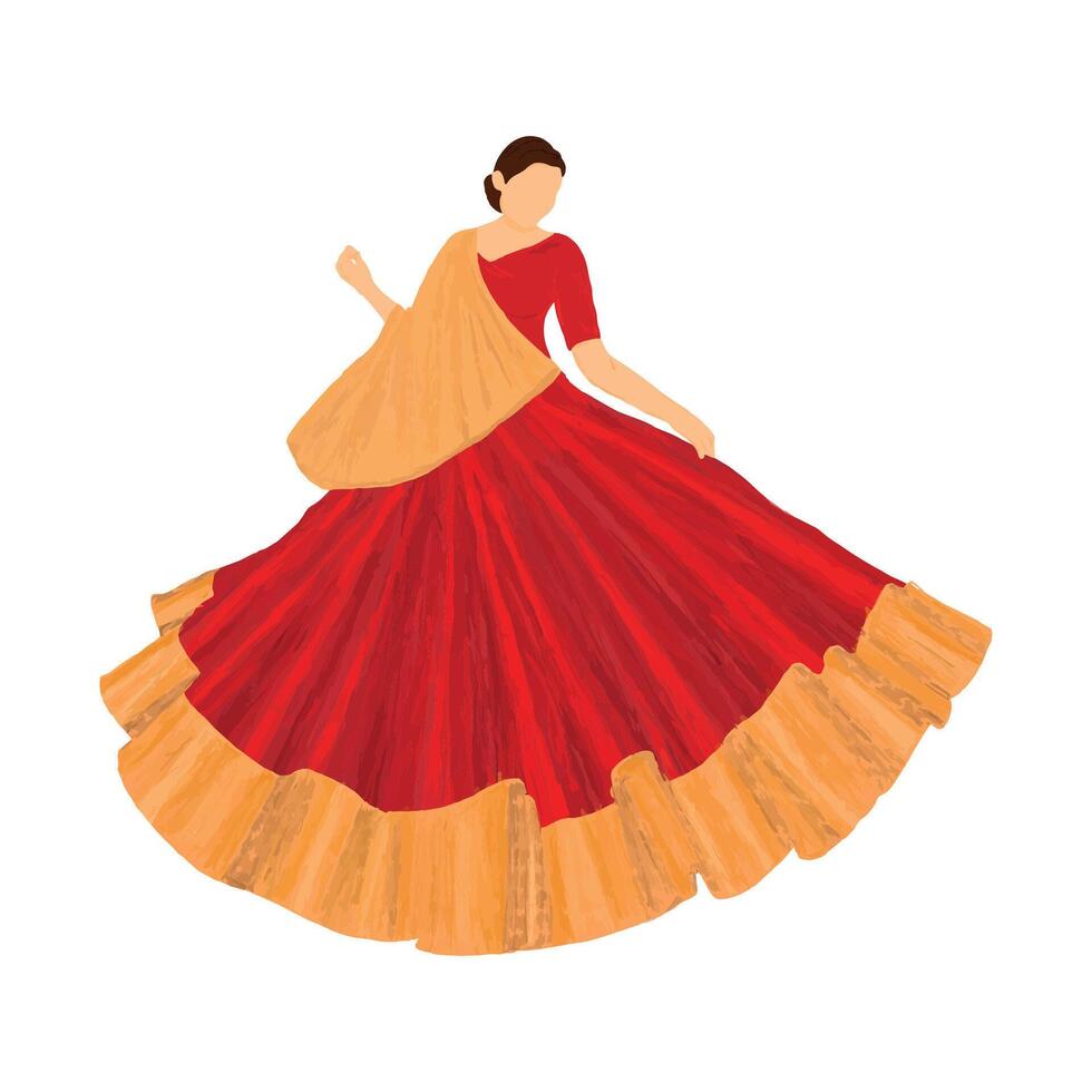 indisch Braut Illustration tragen Lehenga choli Abonnieren Zeremonie vektor