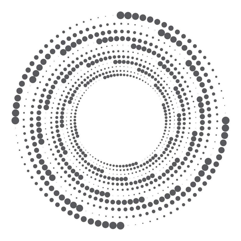 Halbton kreisförmig gepunktet rahmen. runden gepunktet rahmen. rotierend gepunktet Kreise Design. runden Rand Symbol. runden Logo vektor