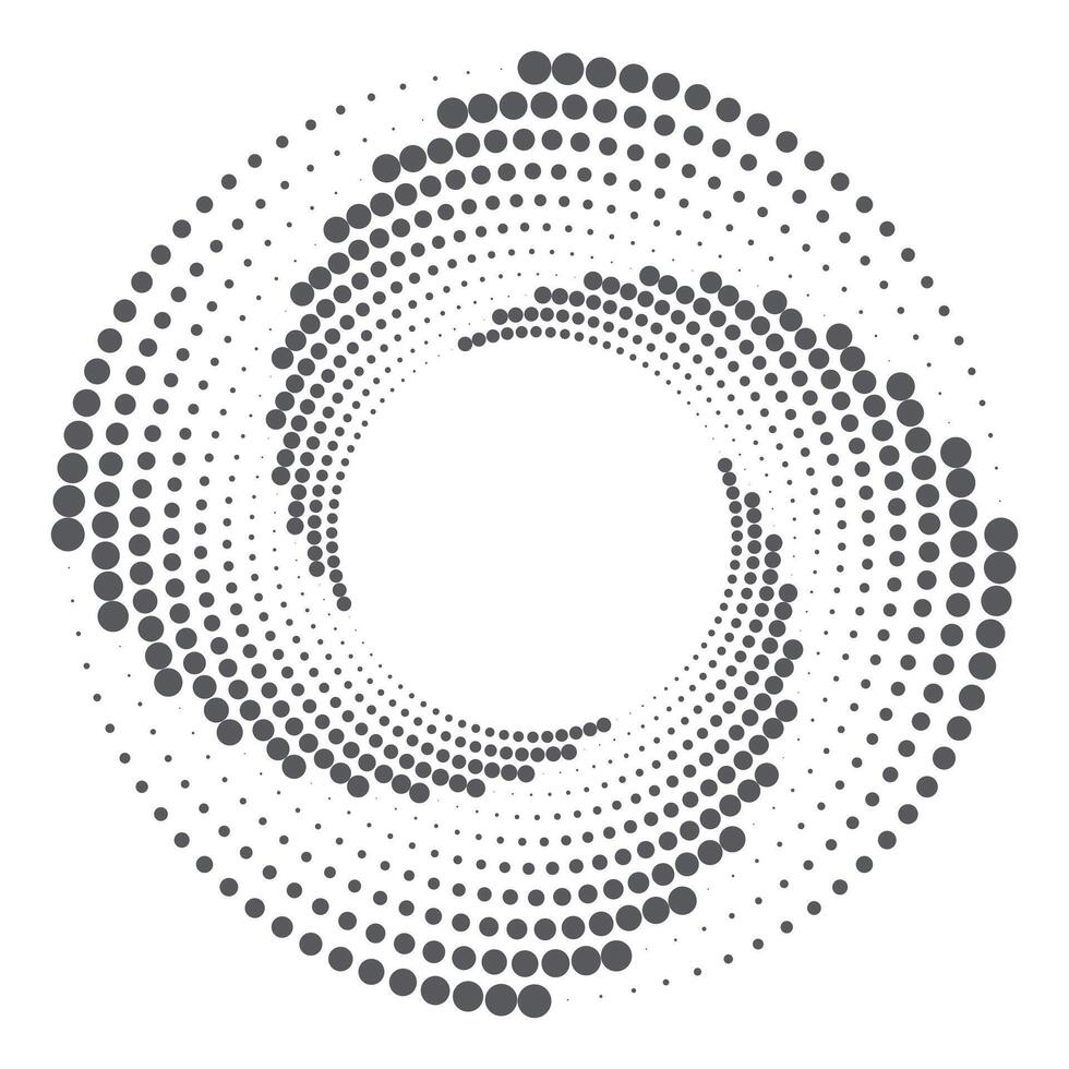 Halbton kreisförmig gepunktet rahmen. runden gepunktet rahmen. rotierend gepunktet Kreise Design. runden Rand Symbol. runden Logo vektor