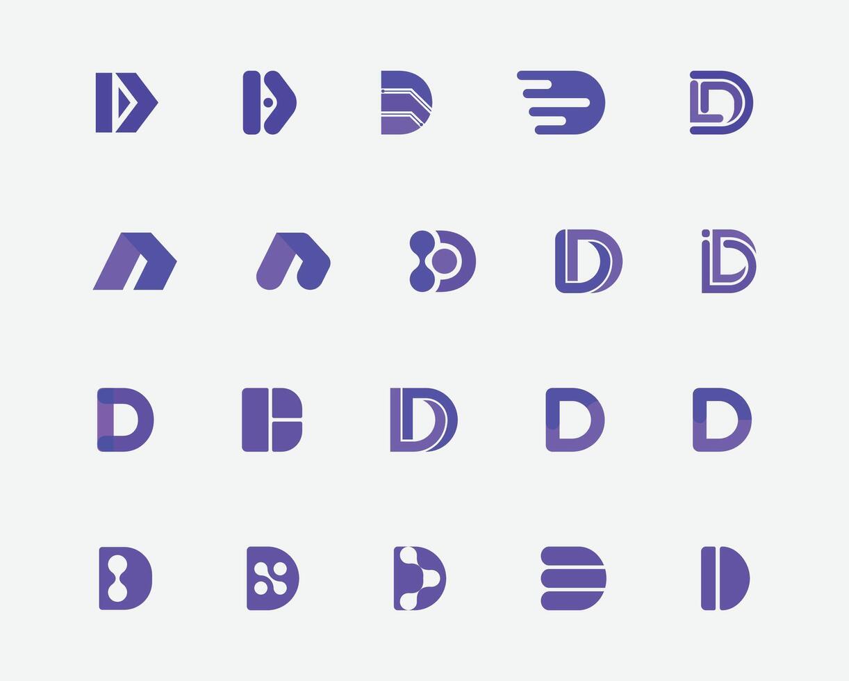 uppsättning av brev d form logotyp - d teknologisk logotyp design uppsättning - brev d vektor