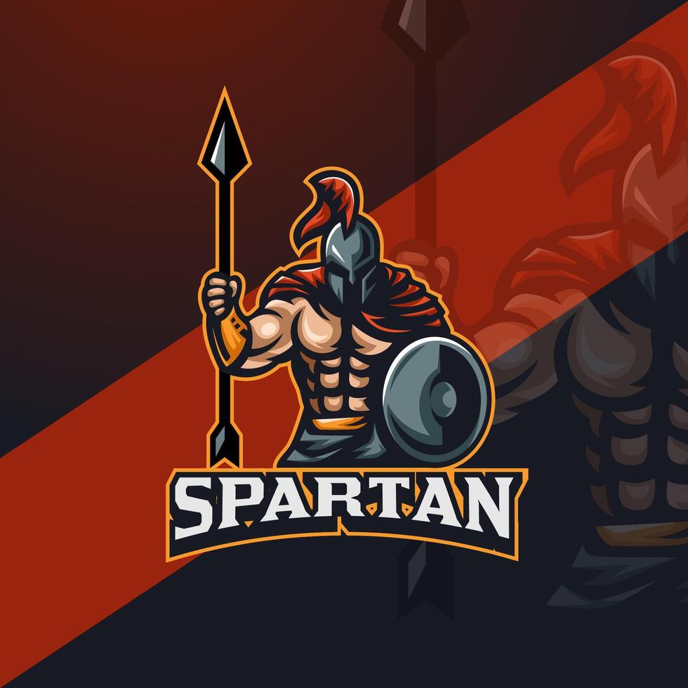 spartansk maskot logotyp design, gaming maskot logotyp design för sport eller e-sport logotyp mall vektor