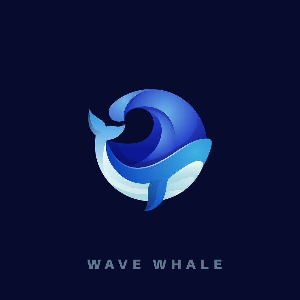 Gradient Wal Blau Logo Design Illustration mit Welle im Meer Grafik Element zum Marke, groß Fisch Logo Vorlage vektor