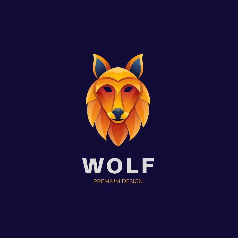 Gradient Wölfe Gesicht Logo Illustration. süß Tier Gesicht Logo Symbol bunt Stil vektor