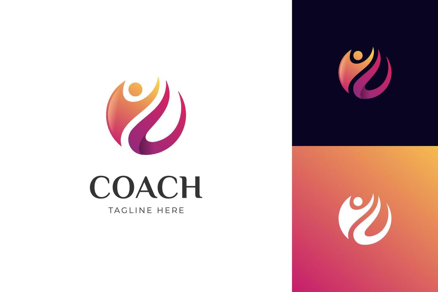 Trainer Energie Logo Design zum Leben Coaching Logo, Coaching Traum von Erfolg Logo Design Vorlage vektor