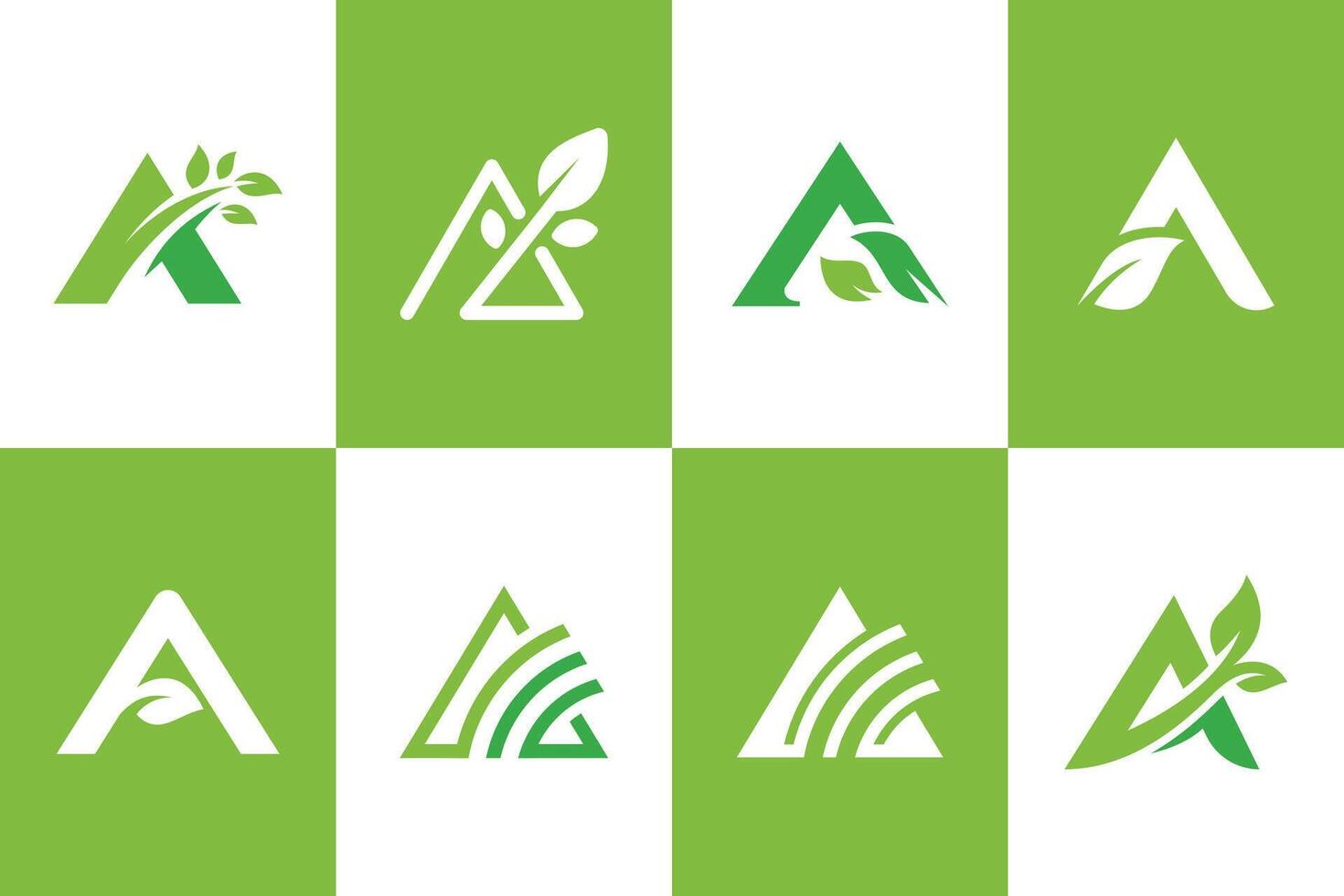 Brief ein Blatt Wachstum Logo Symbol Design Symbol zum Landwirtschaft, Bauernhof Logo Element, Dreieck Land einfach Logo einstellen vektor