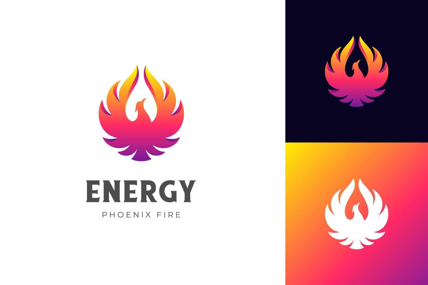 genial fliegend Phönix Gradient Logo Illustration mit Silhouette Ausführung. Phönix Feuer Logo Symbol vektor